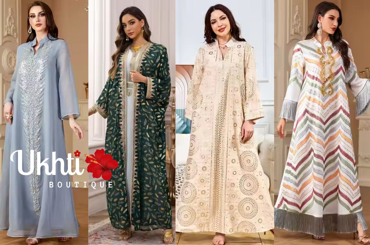 Best-Selling Grey Beaded Abaya – Elegant Modern Muslim Dress